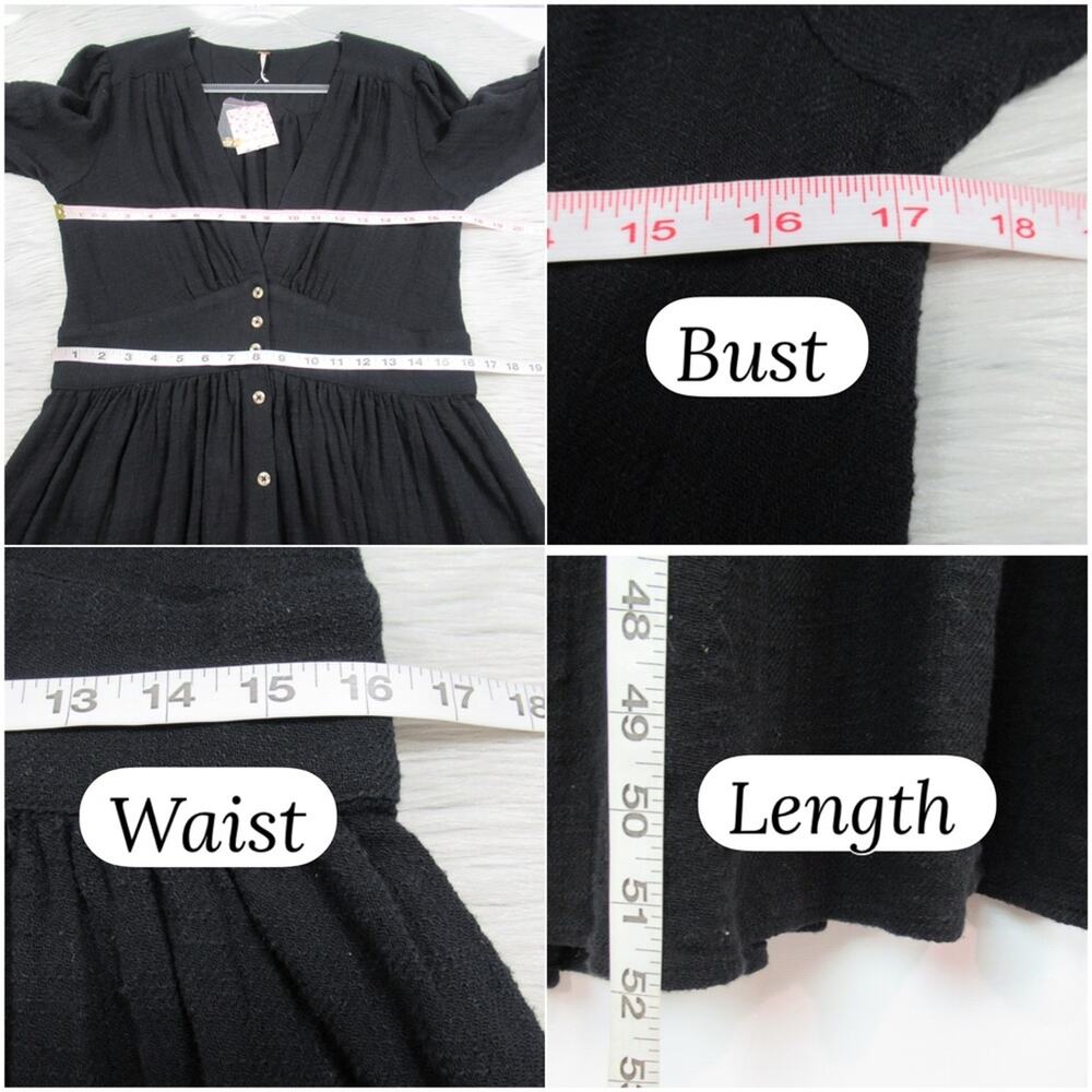 FREE PEOPLE Love of My Life Black Cotton Midi Dress Women's Size Large NEW - Picture 10 of 14